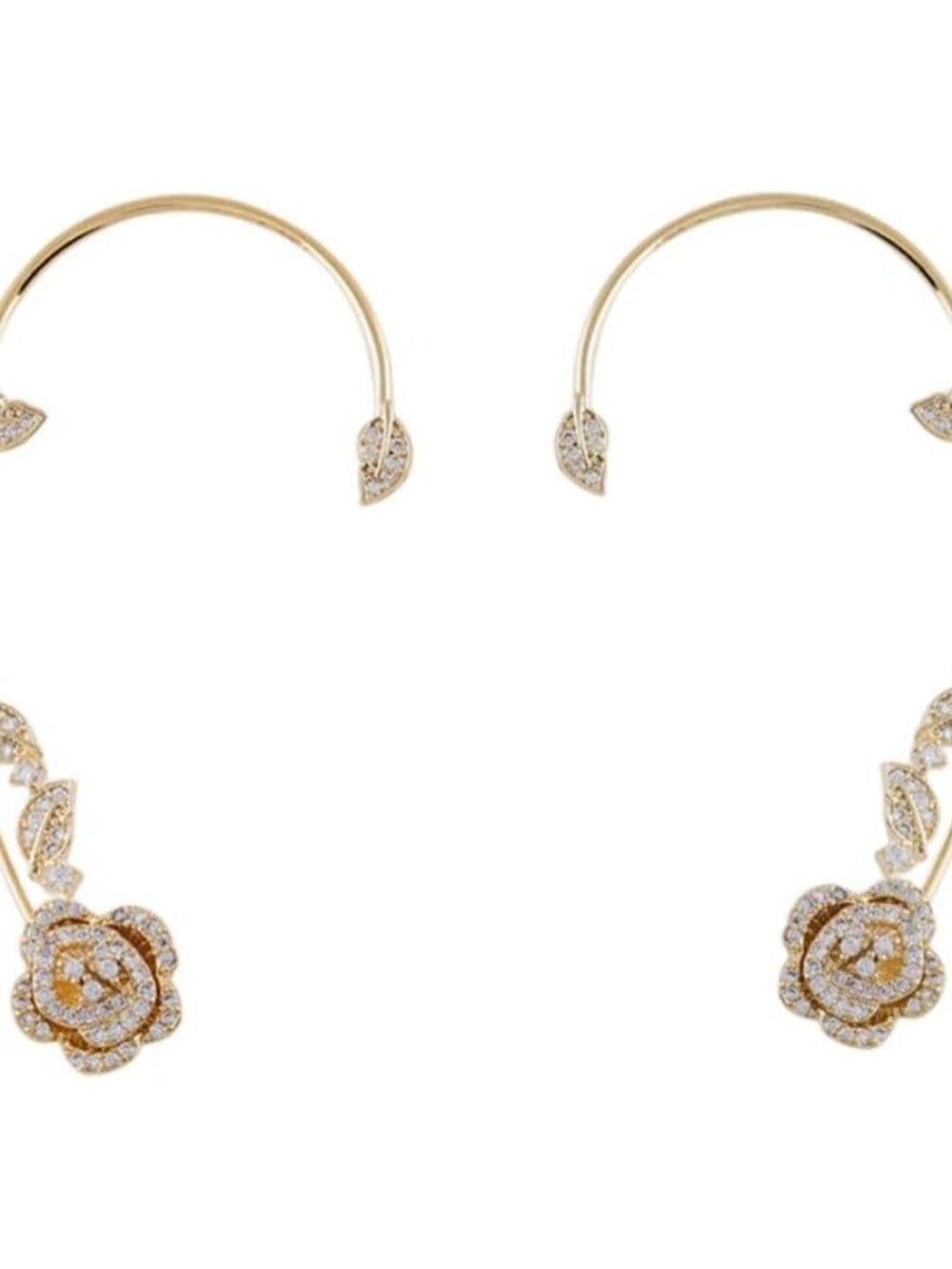 2PCS Women's Clip-On Earrings Hook Without Pierced Rose Flower Ear Bone Clip Ear